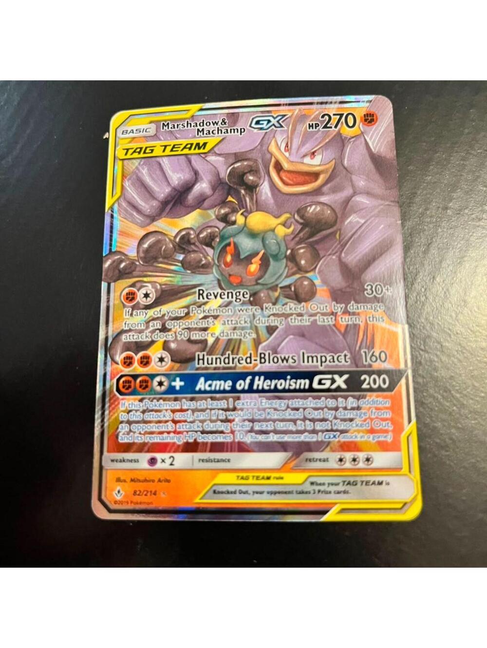 Marshadow & Machamp GX 82/214 TAG TEAM Ultra Rare Unbroken Bonds 2019 Holo